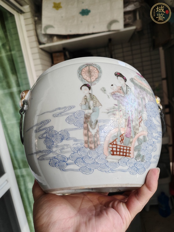 古玩陶瓷粉彩人物故事紋粥罐真品鑒賞圖