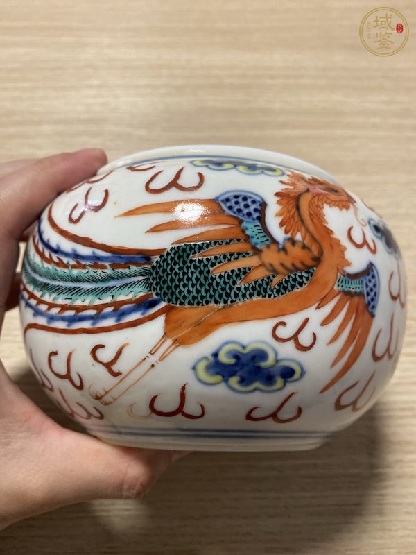 古玩陶瓷清晚·青花五彩龍鳳呈祥紋水盂 真品鑒賞圖