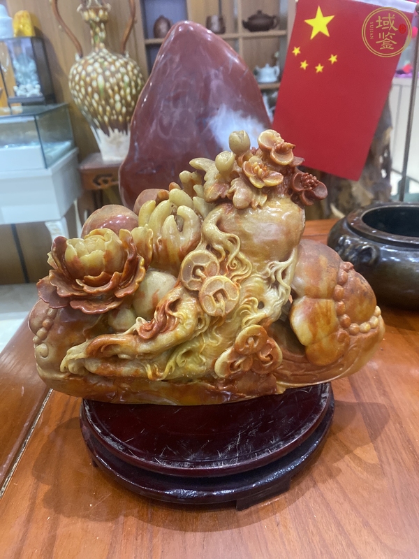 古玩壽山石雕“福壽如意”擺件真品鑒賞圖