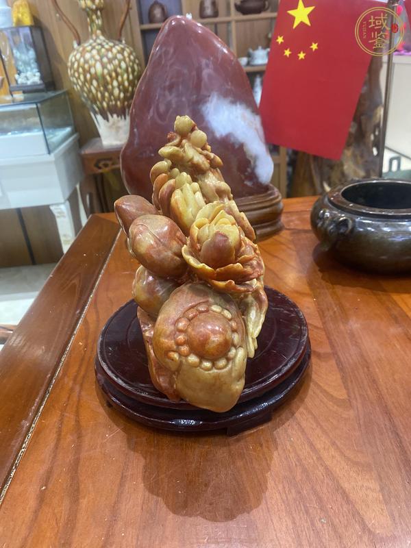 古玩玉器壽山石雕“福壽如意”擺件真品鑒賞圖