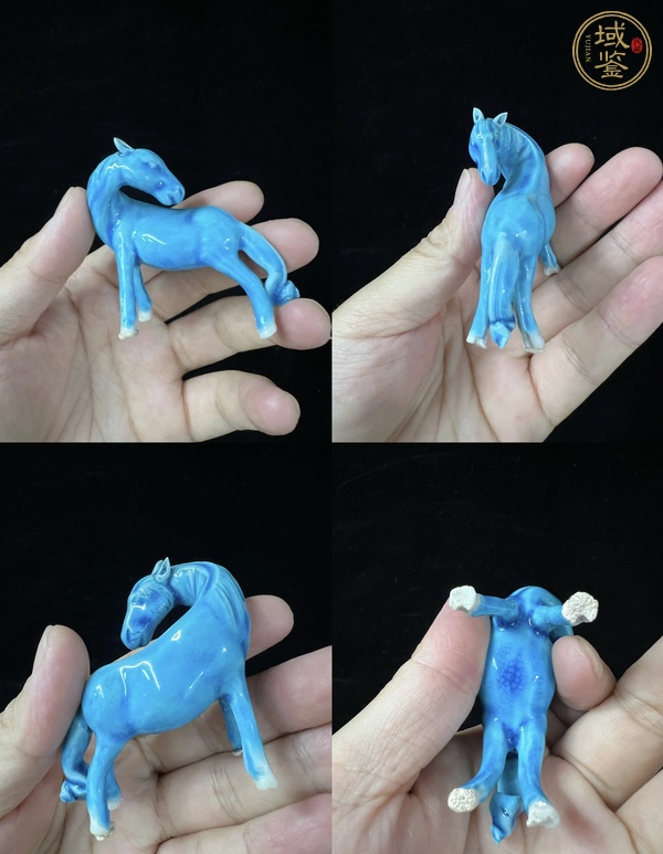 古玩陶瓷孔雀蘭釉瓷塑馬一套真品鑒賞圖