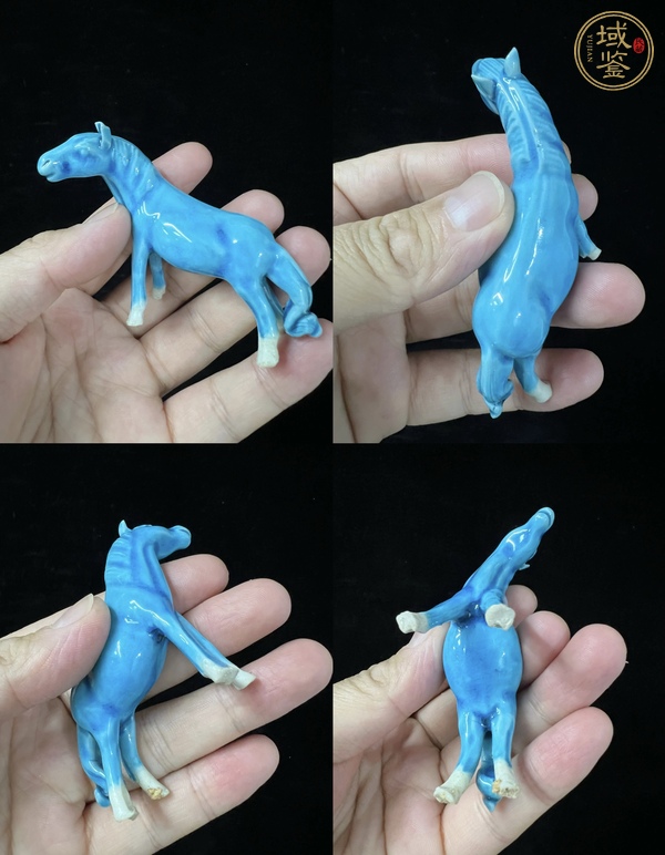 古玩陶瓷孔雀蘭釉瓷塑馬一套真品鑒賞圖