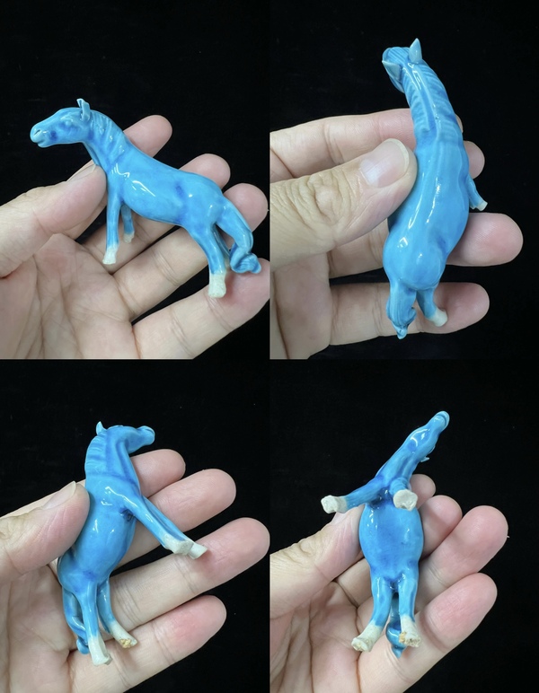 古玩陶瓷孔雀藍釉瓷塑馬一套拍賣,當前價格888元