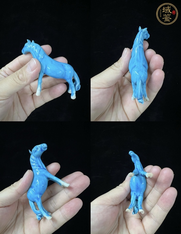 古玩陶瓷孔雀蘭釉瓷塑馬一套真品鑒賞圖