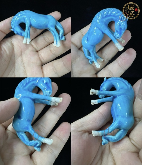 古玩陶瓷孔雀蘭釉瓷塑馬一套真品鑒賞圖