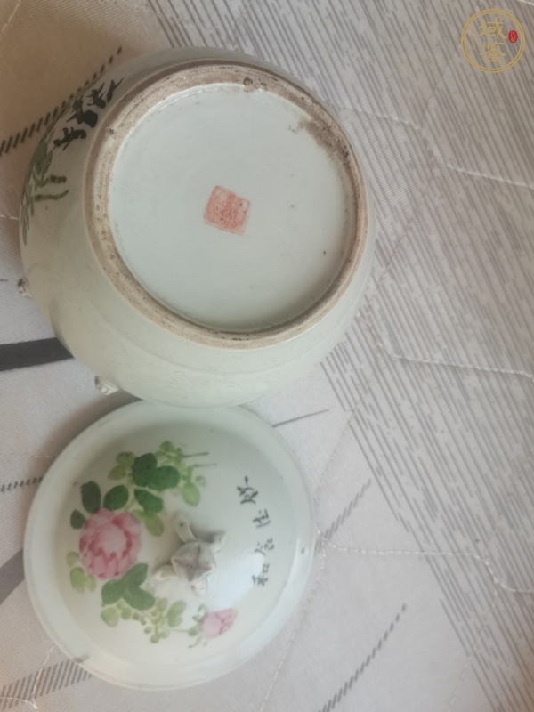 古玩陶瓷粉彩花卉紋粥罐真品鑒賞圖