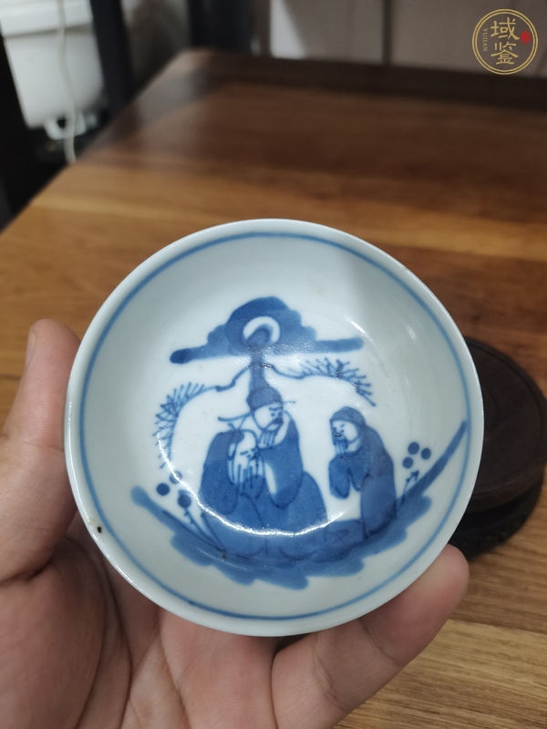 古玩陶瓷三星高照圖青花盤真品鑒賞圖
