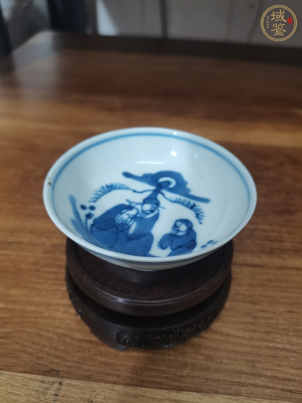 古玩三星高照圖青花盤真品鑒賞圖