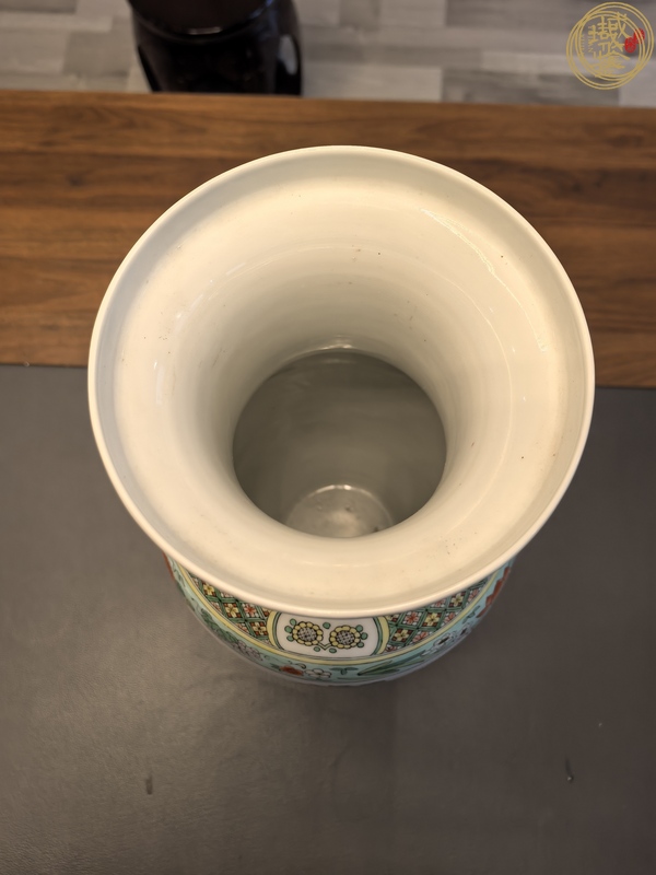 古玩陶瓷五彩花鳥紋盤口瓶真品鑒賞圖
