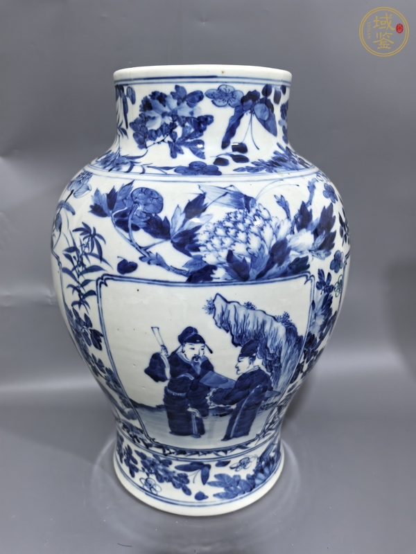 古玩陶瓷青花人物將軍罐真品鑒賞圖