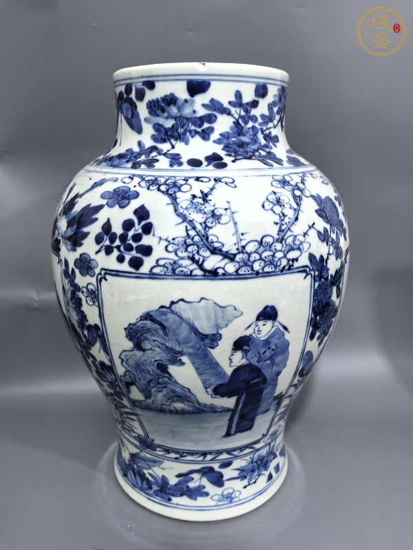 古玩陶瓷青花人物將軍罐真品鑒賞圖