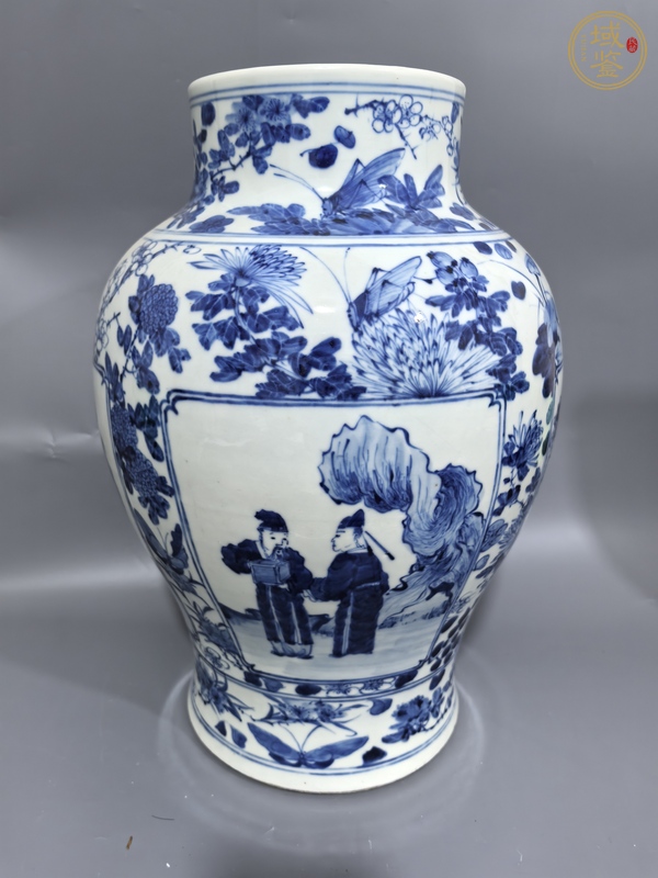 古玩陶瓷青花人物將軍罐真品鑒賞圖