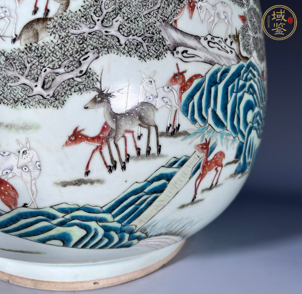 古玩陶瓷粉彩百鹿尊真品鑒賞圖