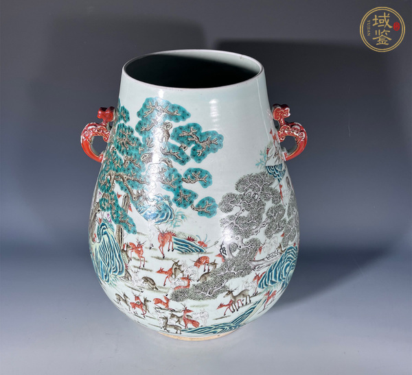 古玩陶瓷粉彩百鹿尊真品鑒賞圖