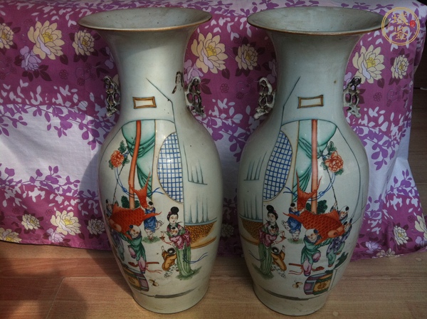 古玩陶瓷人物紋撣瓶真品鑒賞圖