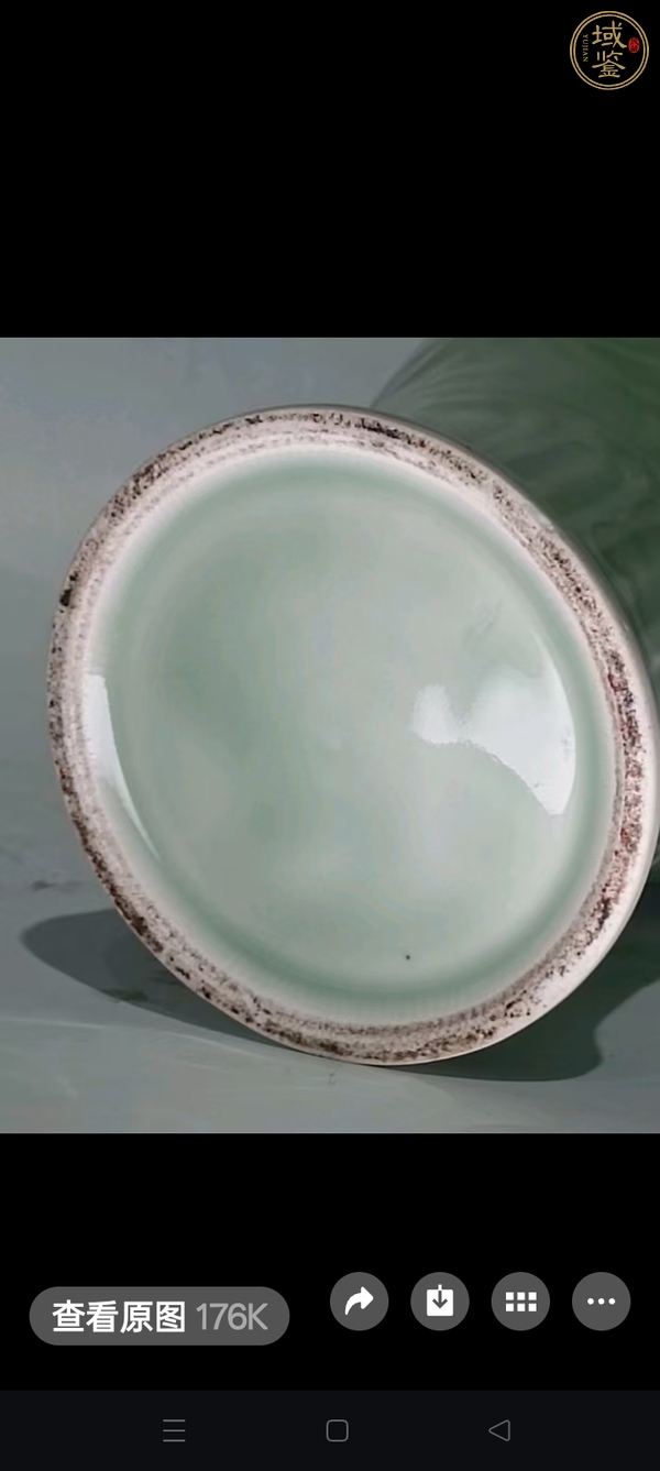 古玩陶瓷豆青釉刻花紋觀音瓶真品鑒賞圖