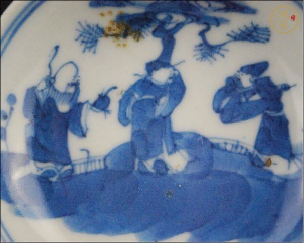 古玩陶瓷清光緒 青花福祿壽三星小碟真品鑒賞圖