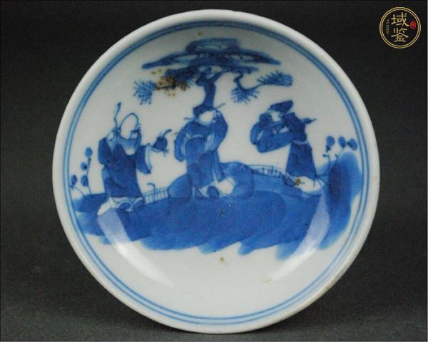 古玩陶瓷清光緒 青花福祿壽三星小碟真品鑒賞圖