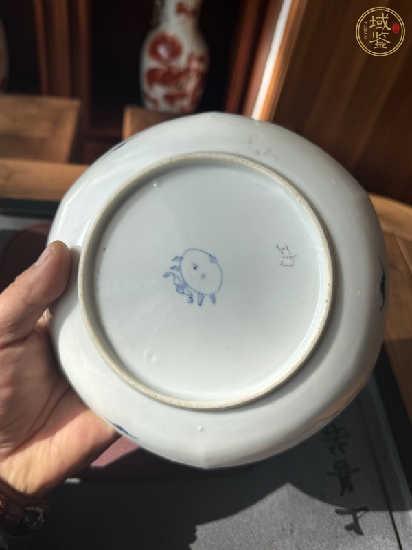古玩陶瓷青花十八學(xué)士圖六方盤真品鑒賞圖