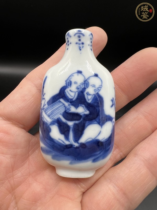 古玩陶瓷和合二仙人物紋青花鼻煙壺真品鑒賞圖