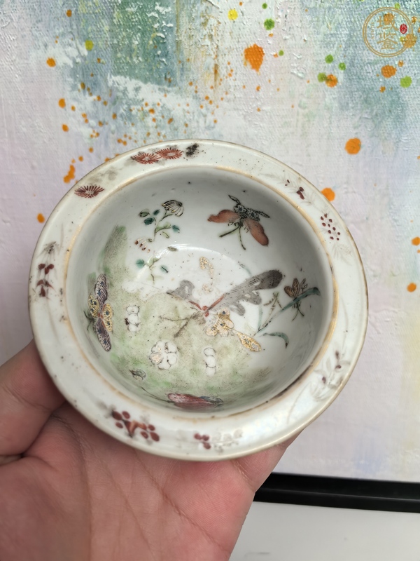 古玩陶瓷同治細路粉彩折沿洗真品鑒賞圖
