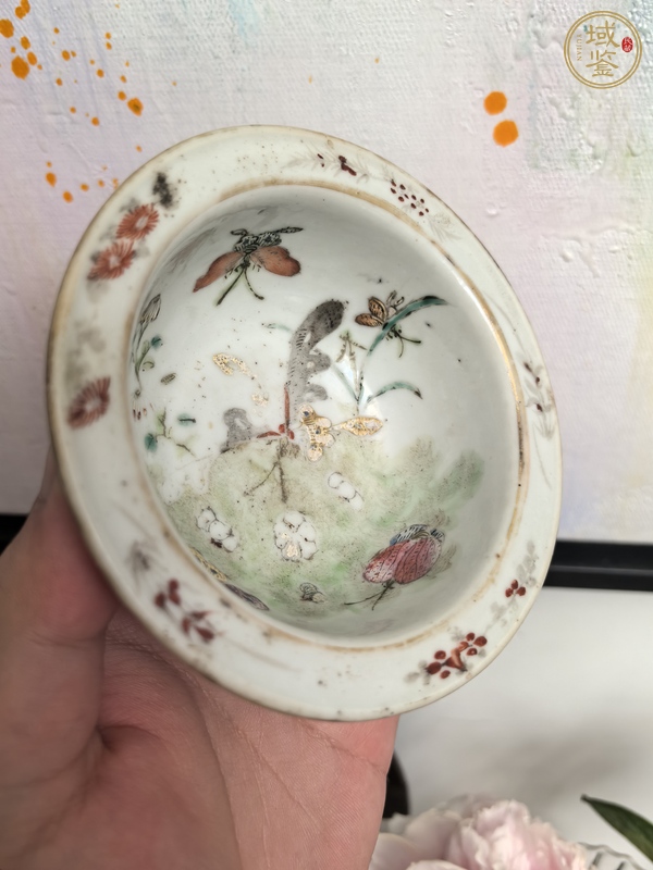 古玩陶瓷同治細路粉彩折沿洗真品鑒賞圖