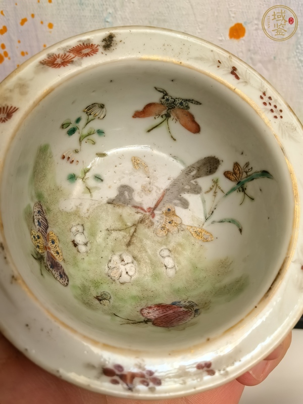 古玩陶瓷同治細路粉彩折沿洗真品鑒賞圖