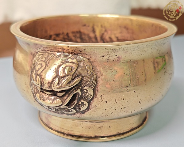古玩銅器清代獅耳爐真品鑒賞圖
