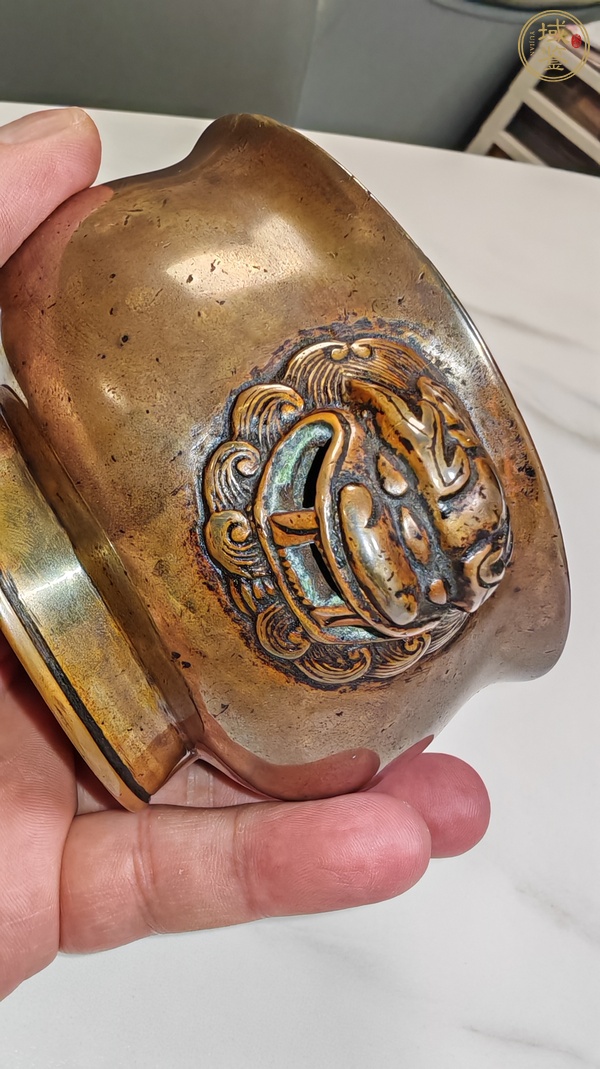 古玩銅器清代獅耳爐真品鑒賞圖