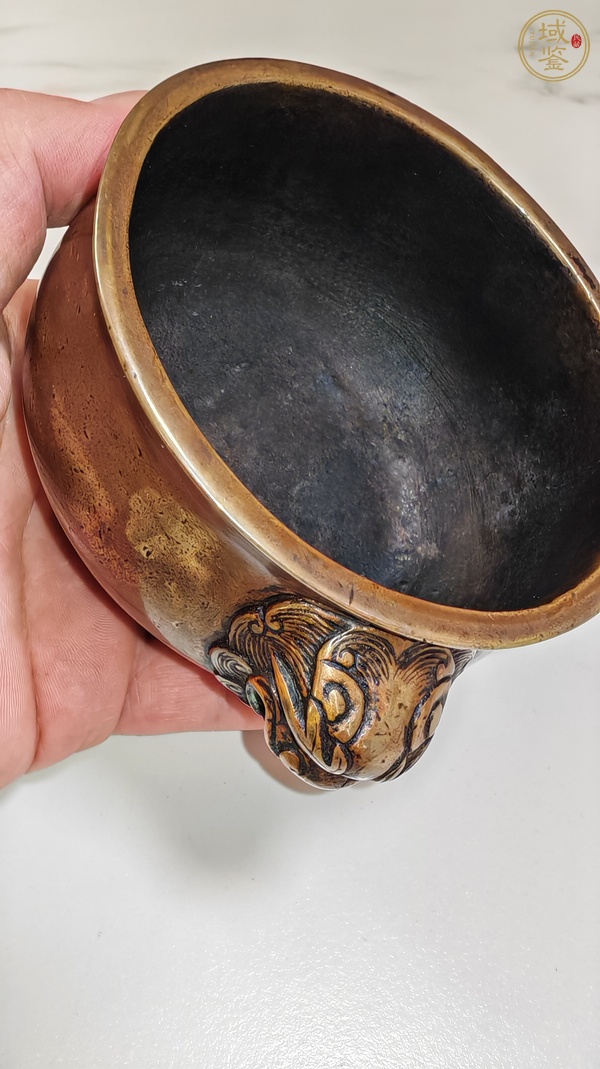 古玩銅器清代獅耳爐真品鑒賞圖