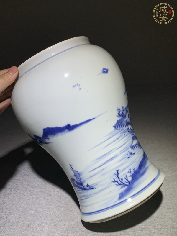 古玩陶瓷山水紋鳳尾尊下半截真品鑒賞圖