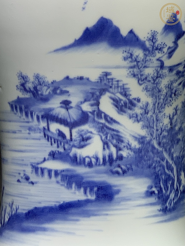 古玩陶瓷山水紋鳳尾尊下半截真品鑒賞圖