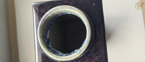 古玩陶瓷窯變釉四方琮式瓶真品鑒賞圖