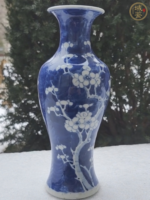 古玩陶瓷青花留白梅紋觀音瓶真品鑒賞圖