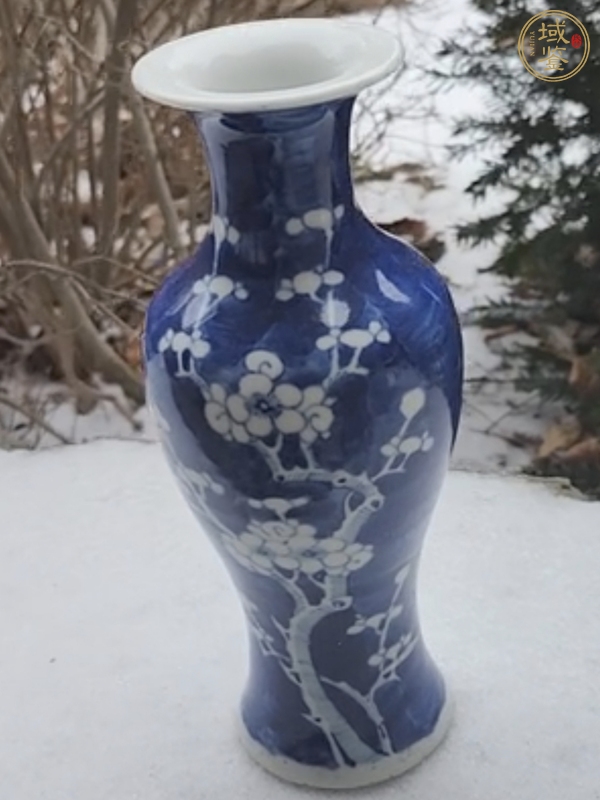 古玩陶瓷青花留白梅紋觀音瓶真品鑒賞圖