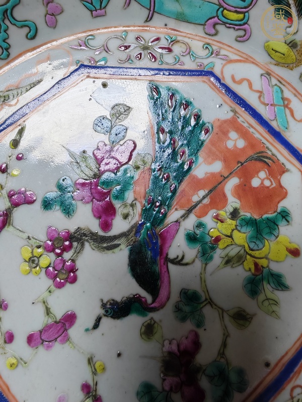 古玩陶瓷同治細路粉彩折沿盆真品鑒賞圖