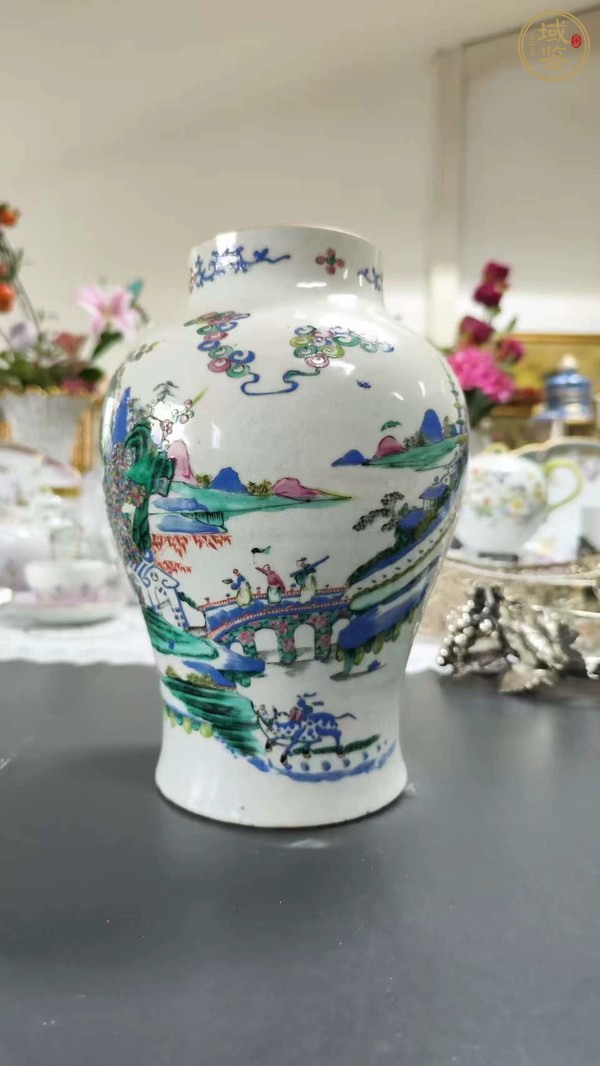 古玩陶瓷廣彩山水人物紋將軍罐真品鑒賞圖