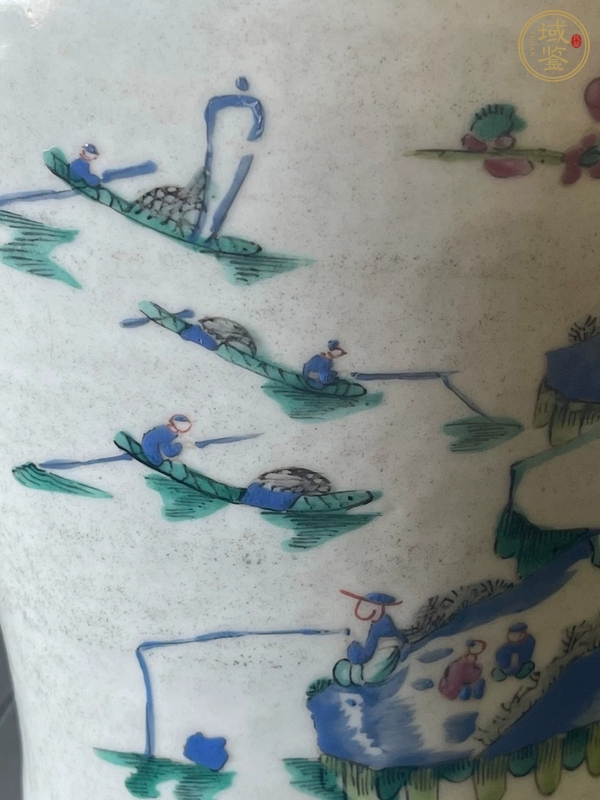 古玩陶瓷廣彩山水人物紋將軍罐真品鑒賞圖