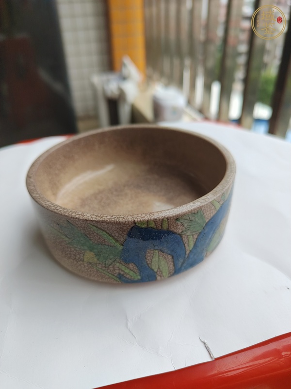 古玩花卉紋洗真品鑒賞圖