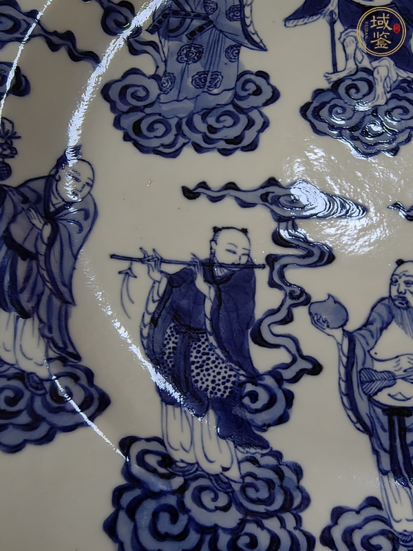 古玩陶瓷八仙圖青花盤真品鑒賞圖