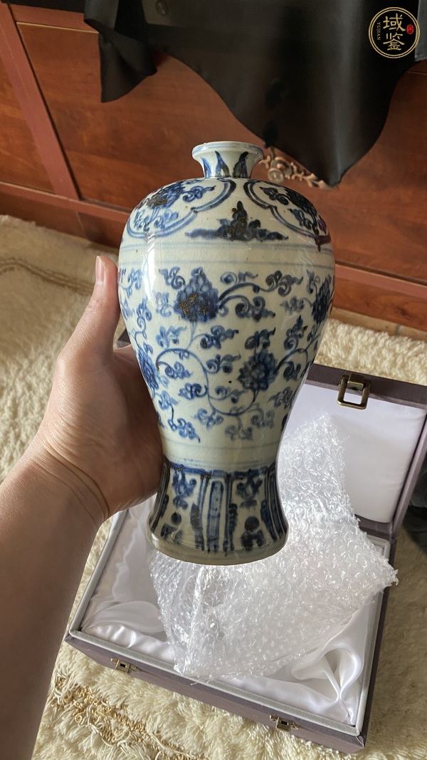 古玩陶瓷明中·青花纏枝花卉紋梅瓶 真品鑒賞圖