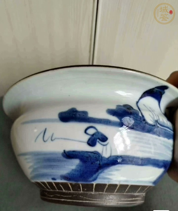 古玩陶瓷青花山水人物紋香爐真品鑒賞圖