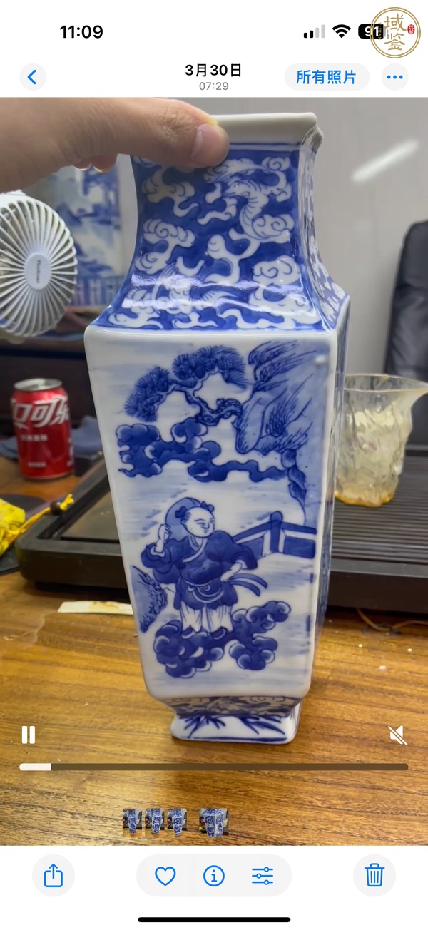 古玩陶瓷青花人物故事碗菱形瓶真品鑒賞圖