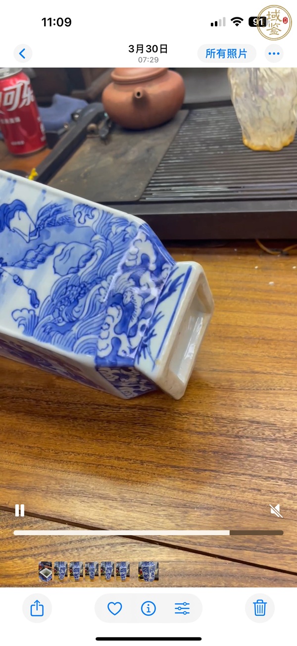 古玩陶瓷青花人物故事碗菱形瓶真品鑒賞圖
