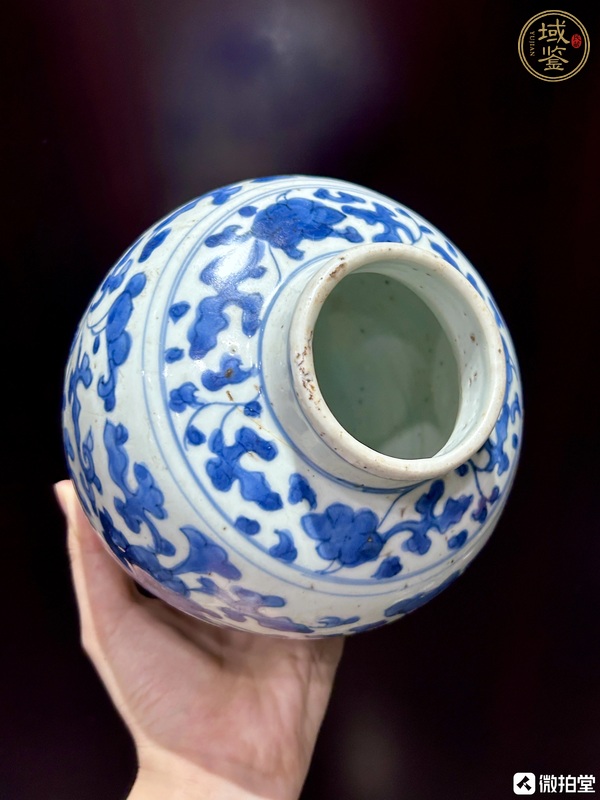 古玩陶瓷花卉紋青花罐真品鑒賞圖