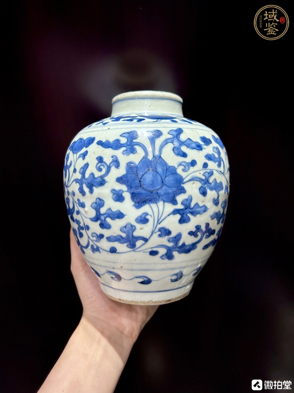 古玩陶瓷花卉紋青花罐真品鑒賞圖