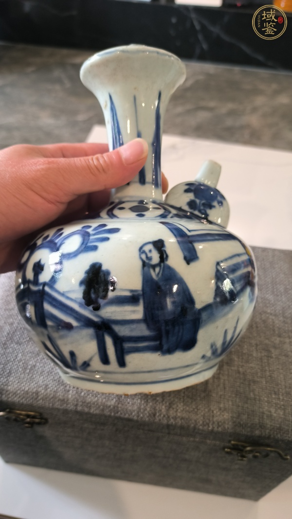 古玩陶瓷明晚·青花高士圖軍持 真品鑒賞圖