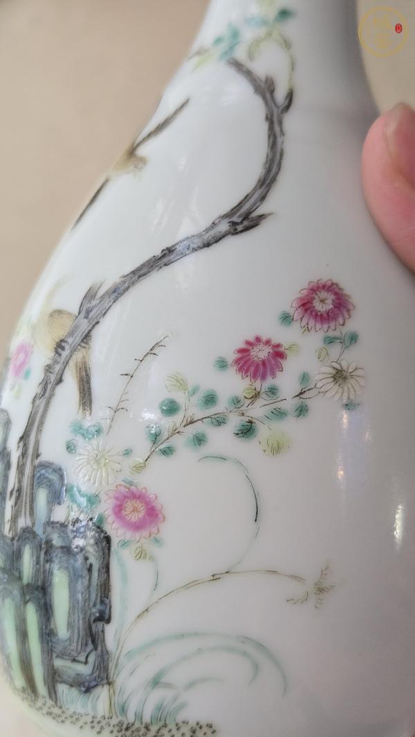 古玩陶瓷民國 粉彩花鳥紋玉壺春瓶真品鑒賞圖