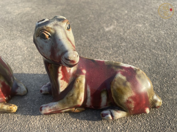 古玩陶瓷紅釉動物塑像真品鑒賞圖