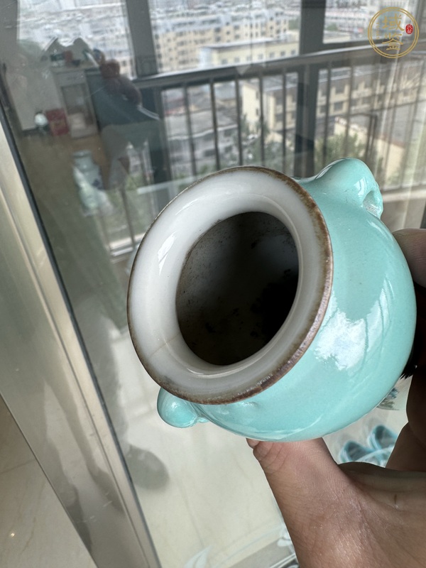 古玩陶瓷雙鋪首綠釉瓶真品鑒賞圖